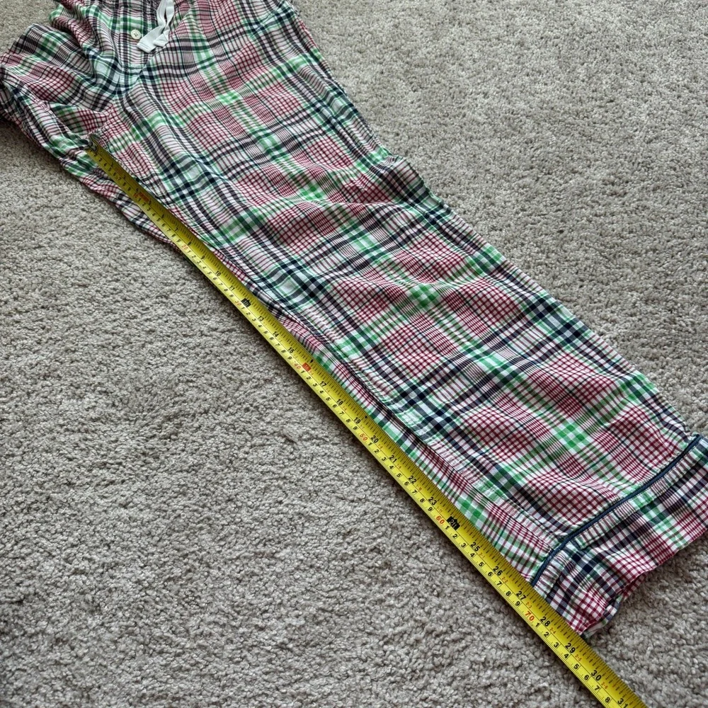 Mens Plaid Pajama Pants Red Green Navy Blue Drawstring Sleep Lounge size L